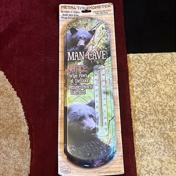 Man Cave Bear Metal Thermometer FIRM NO OFFER - Picture 15 of 15